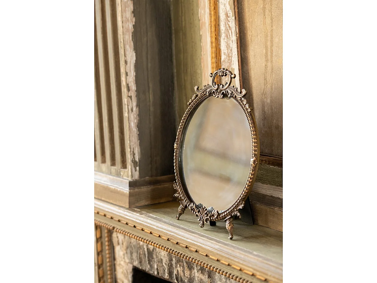 Miroir sur Pied Baroque "Tod" 29cm Bronze