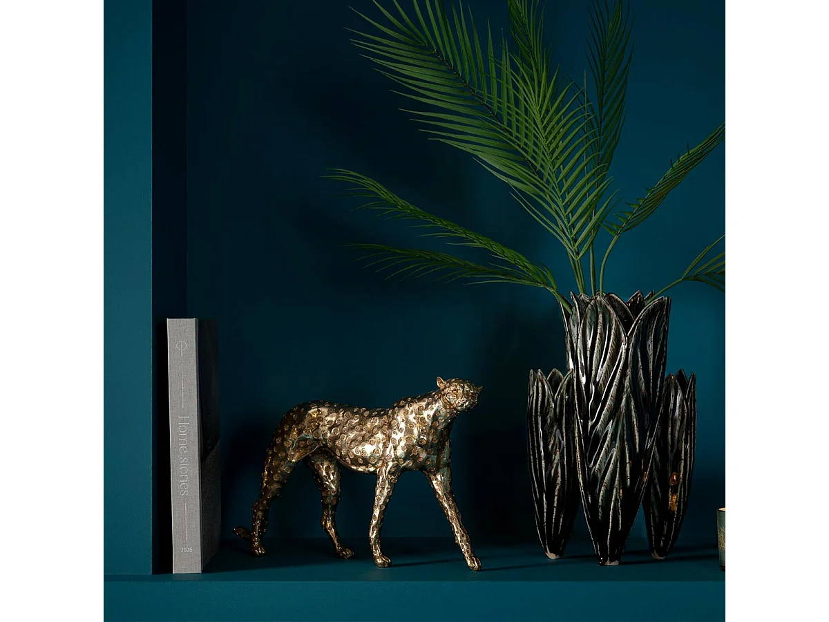 Statuette Déco Guépard "Gino" 43cm Doré