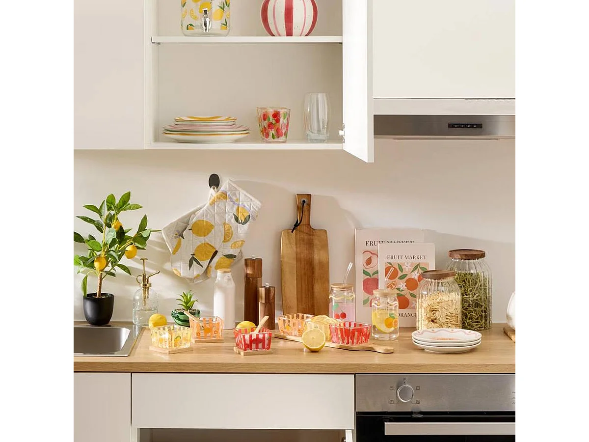 Gant & Manique de Cuisine "Fruity" 32cm Blanc