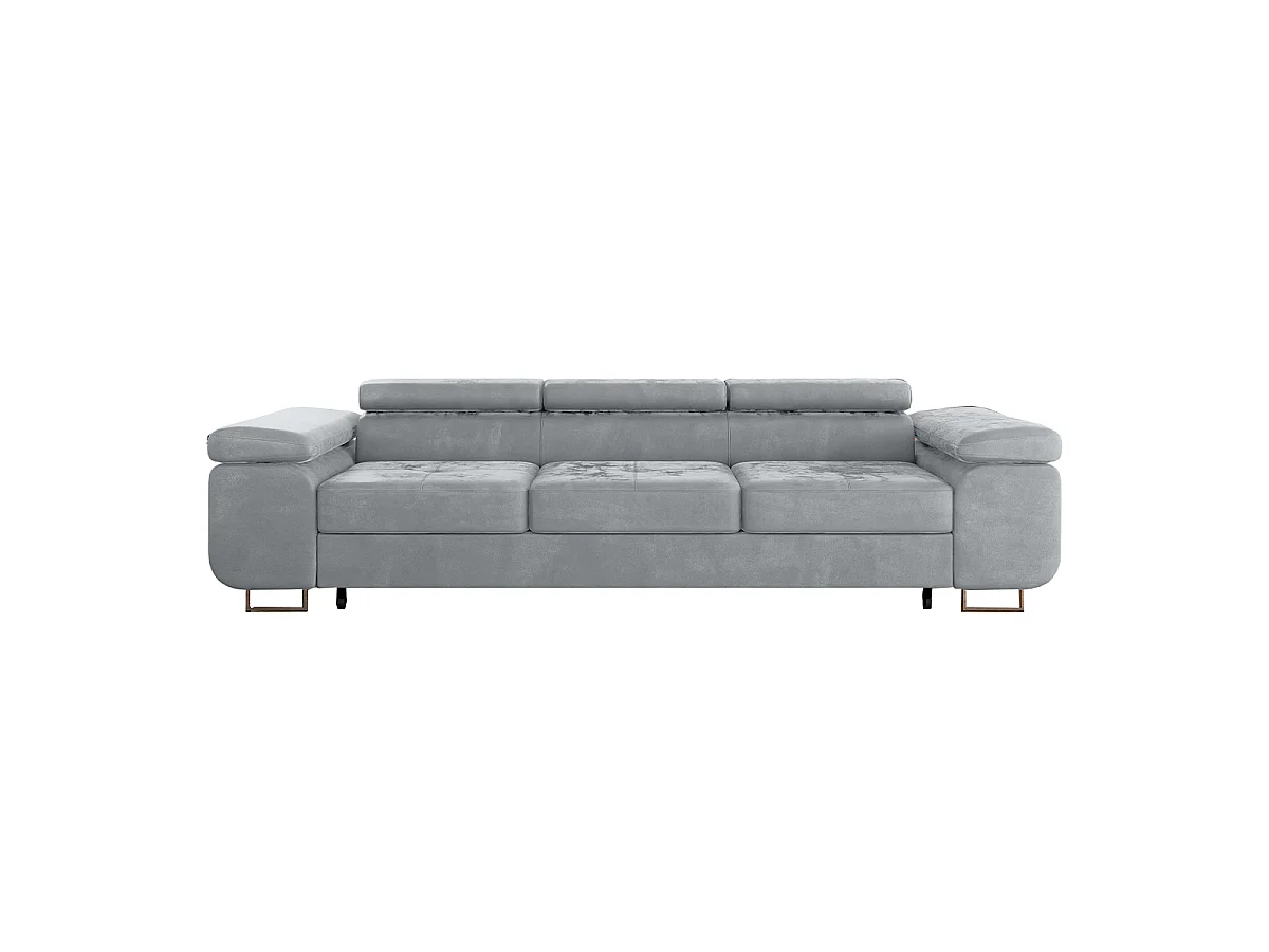 Canapé convertible 3 places Wilson velours Gris