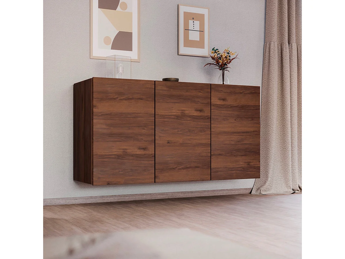 Wandbuffet met 3 deuren Idao Donker hout