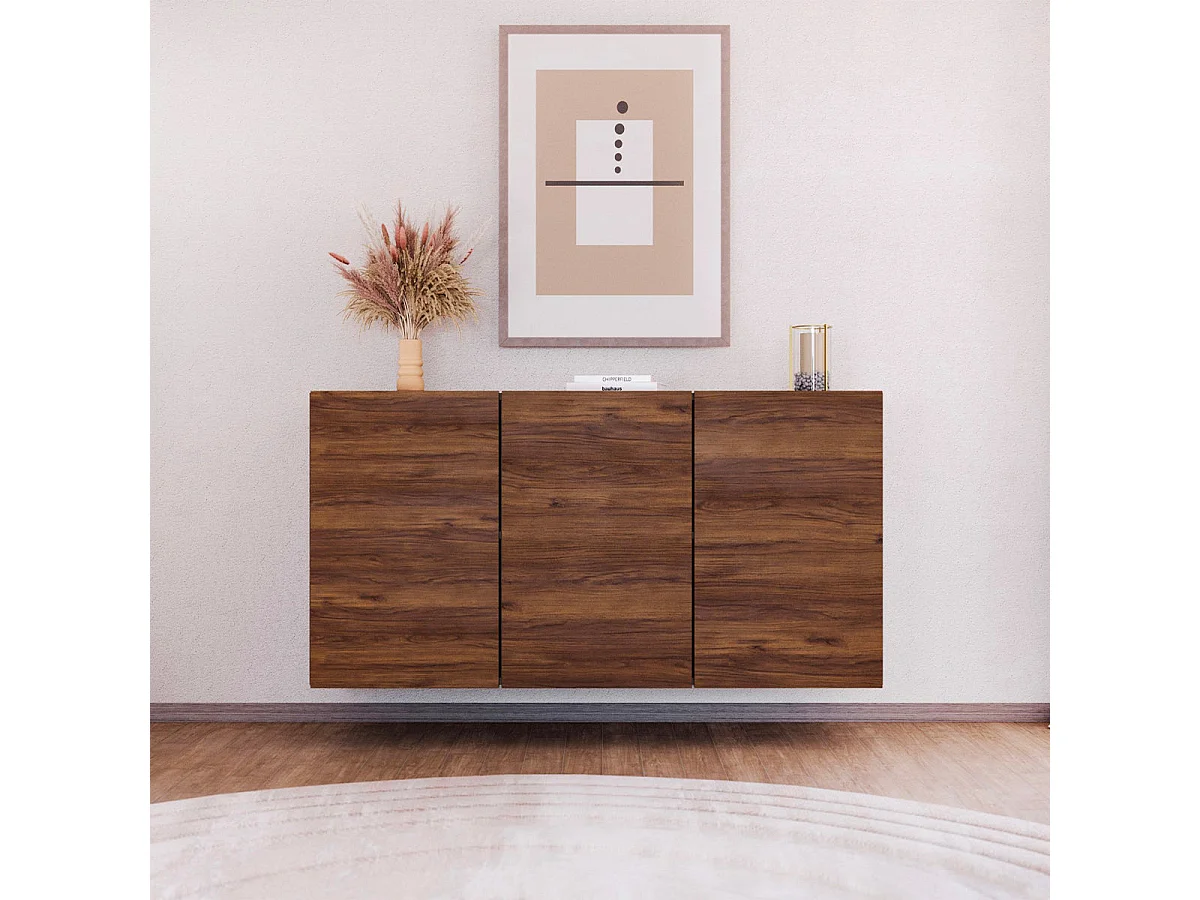 Wandbuffet met 3 deuren Idao Donker hout