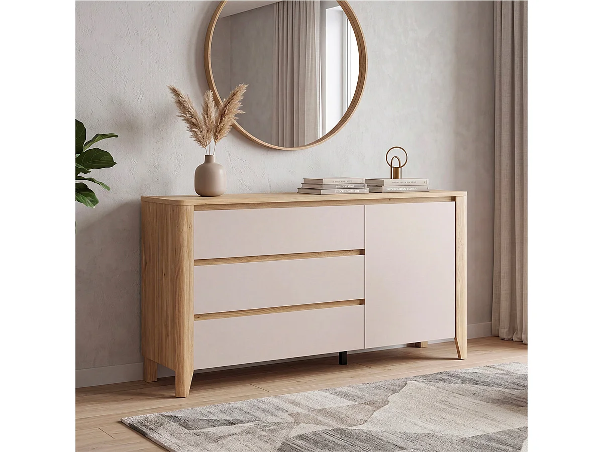Samara Wood and Cashmere 3-Drawer 1-Door Chest of Drawers