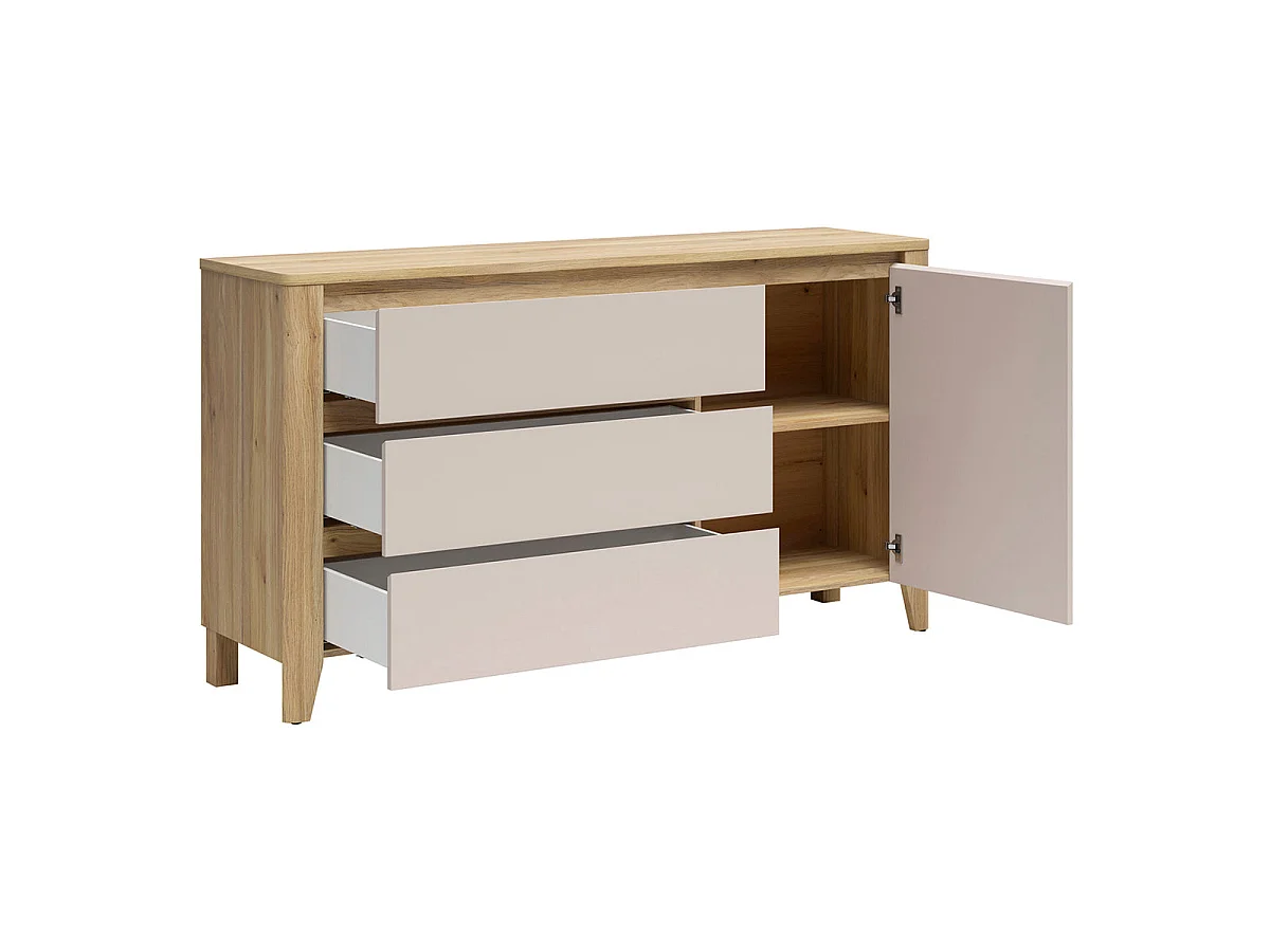 Samara Wood and Cashmere 3-Drawer 1-Door Chest of Drawers