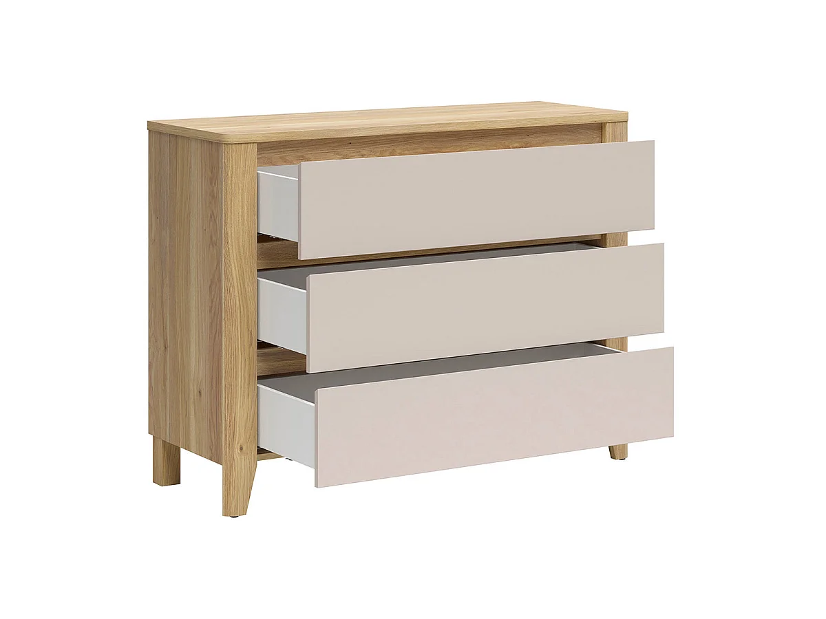 Samara Wood and Cashmere 3-Drawer Chest of Drawers