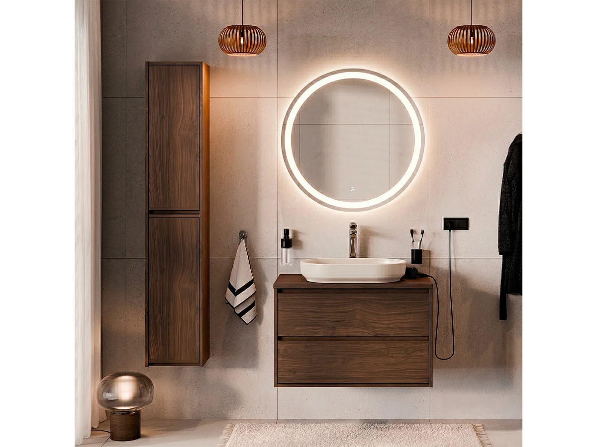 Set mobile sottolavabo 80cm e colonna Edmé legno scuro