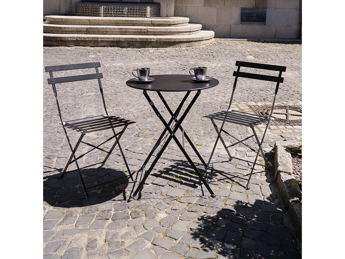 Set di tavolo e sedie da giardino Lisbona per 2 persone Nero
