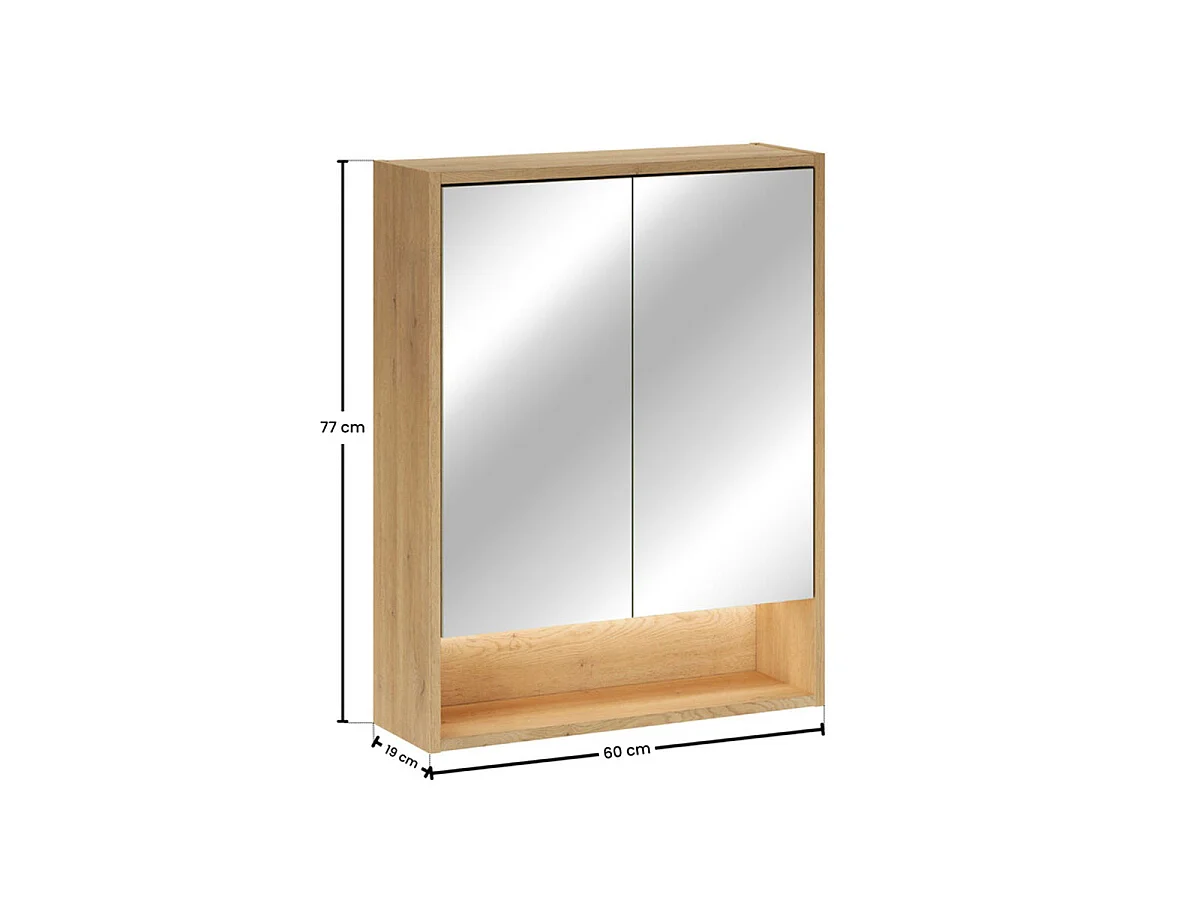 Badkamerset dubbele inbouwwastafel 120cm en spiegelkasten Edmé Bois