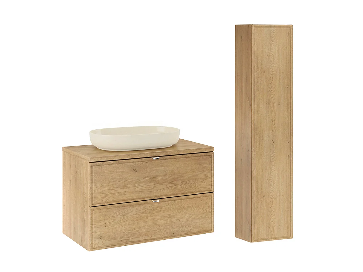 Ensemble meuble simple vasque 80cm et colonne Elias Bois
