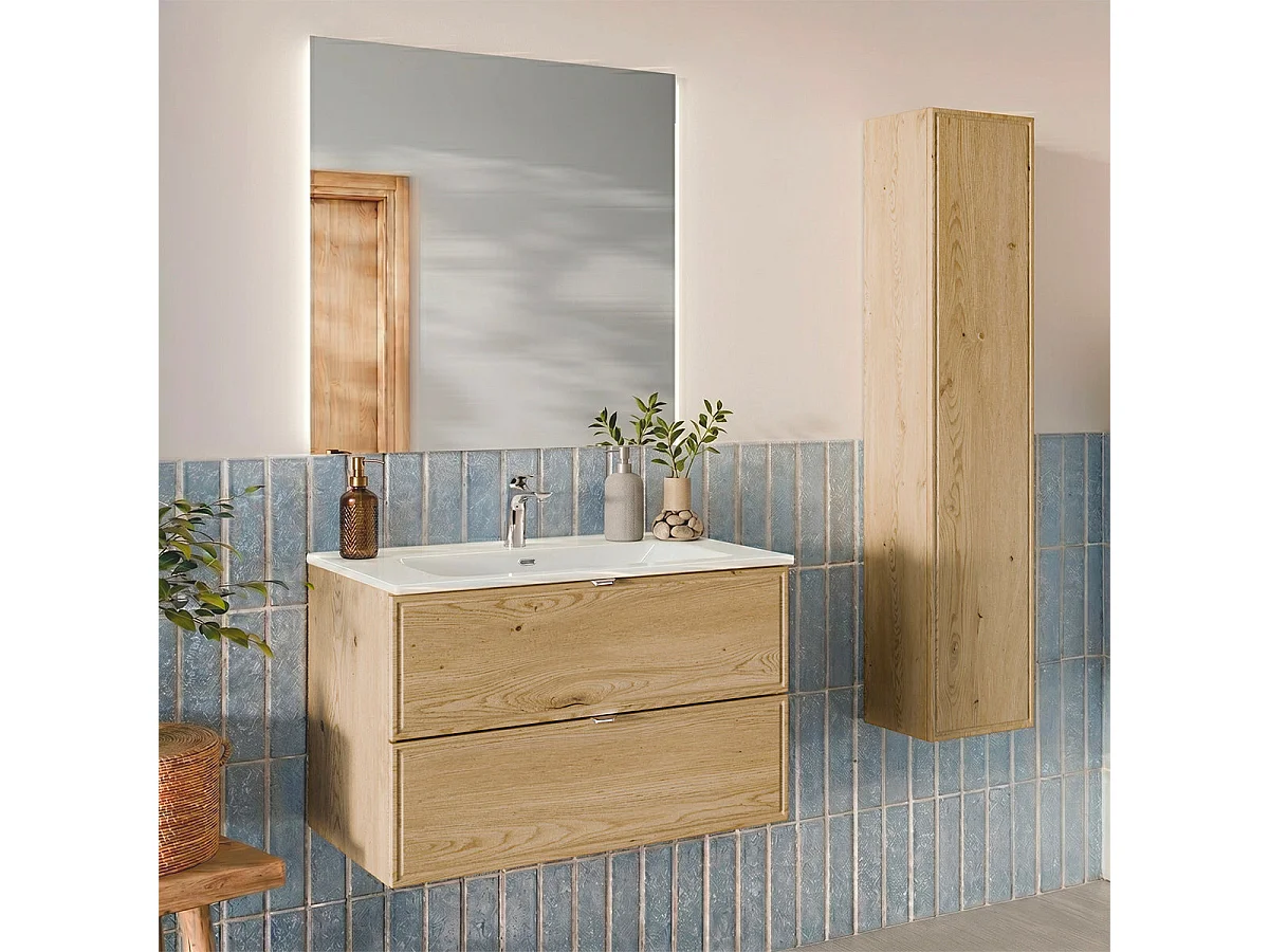 Mueble lavabo encastrado sencillo 80cm Elias Madera
