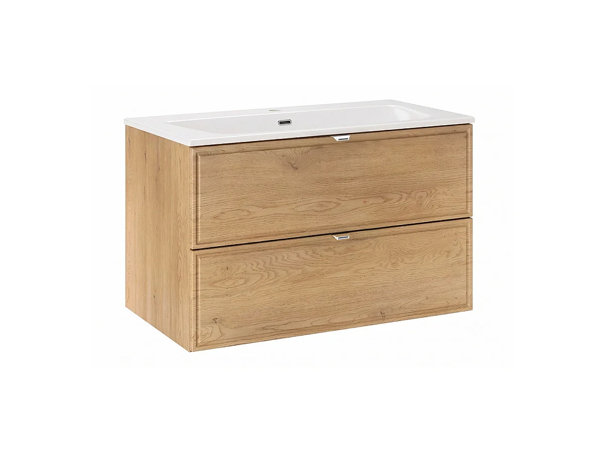 Ensemble meuble simple vasque encastrée 80cm et colonne Elias Bois