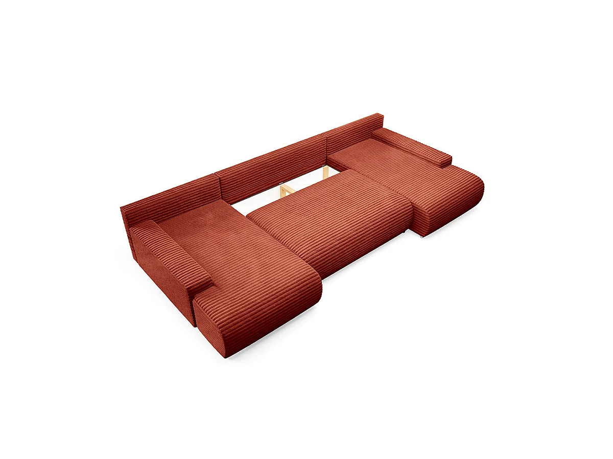Canapé en U 4 places convertible avec coffre Ivana Terracotta