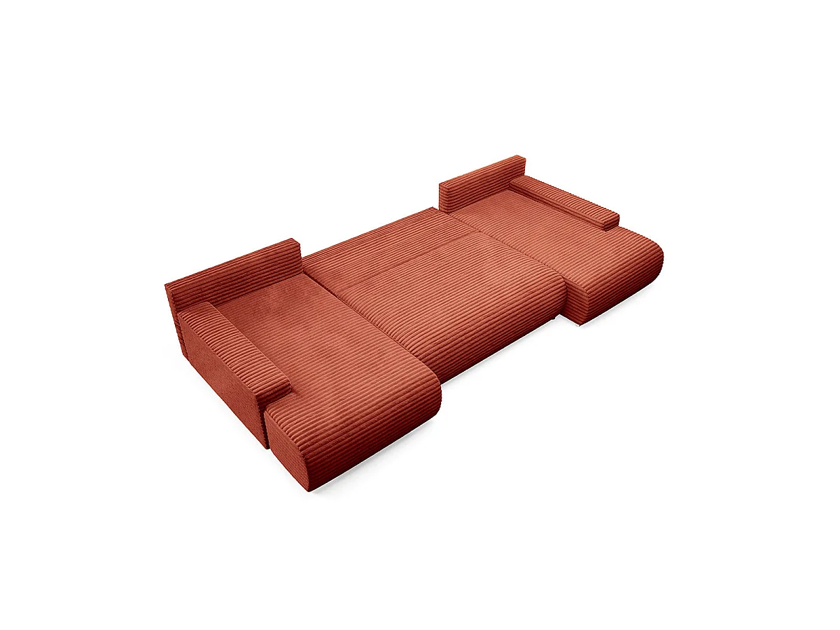 Canapé en U 4 places convertible avec coffre Ivana Terracotta