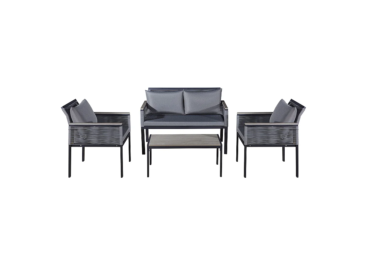 Conjunto de mobiliário de jardim de 4 lugares Porto Cinzento