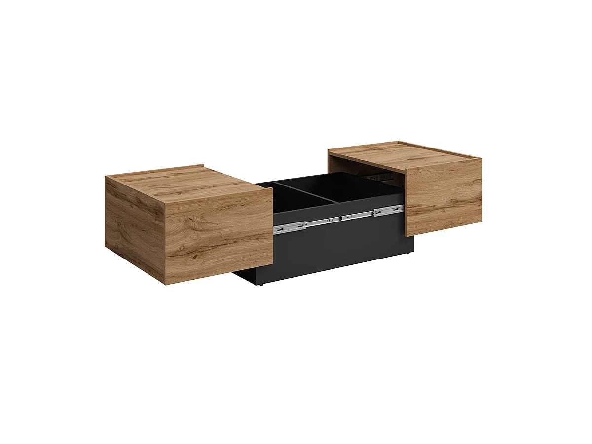Table basse ouvrante Ekko Bois et Noir