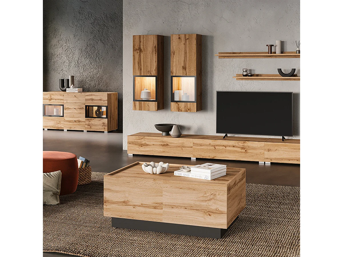 Table basse ouvrante Ekko Bois et Noir