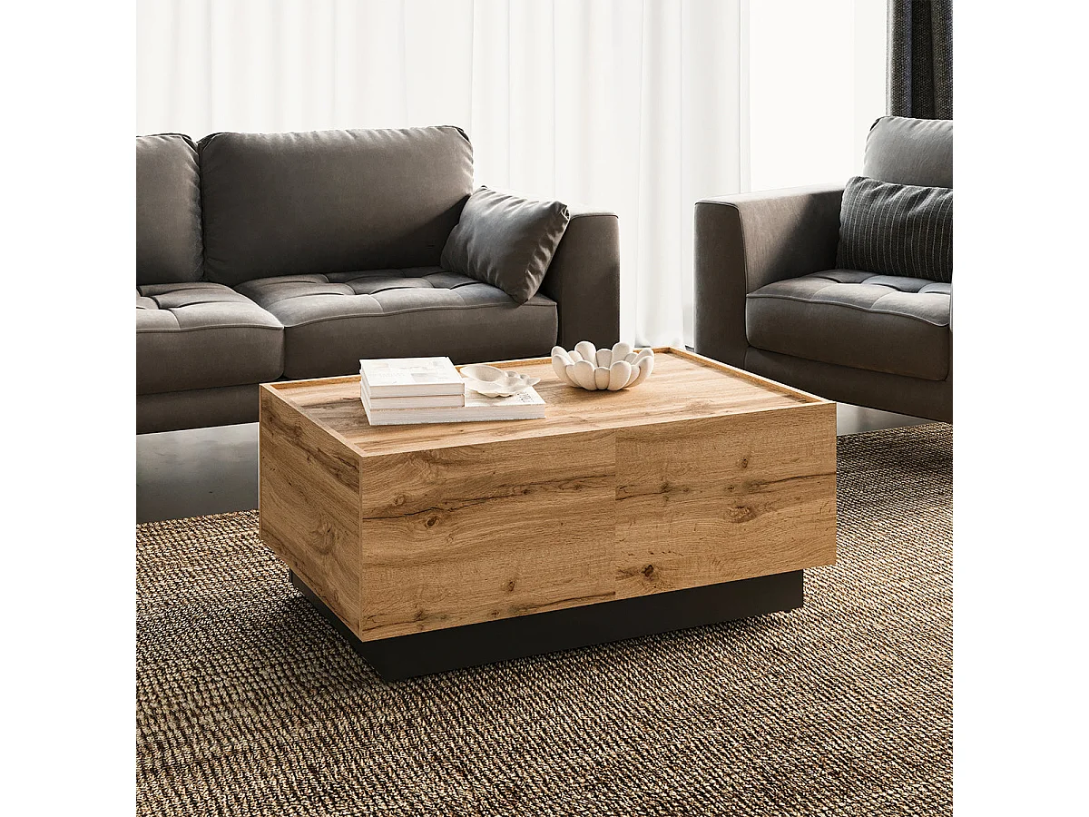Table basse ouvrante Ekko Bois et Noir