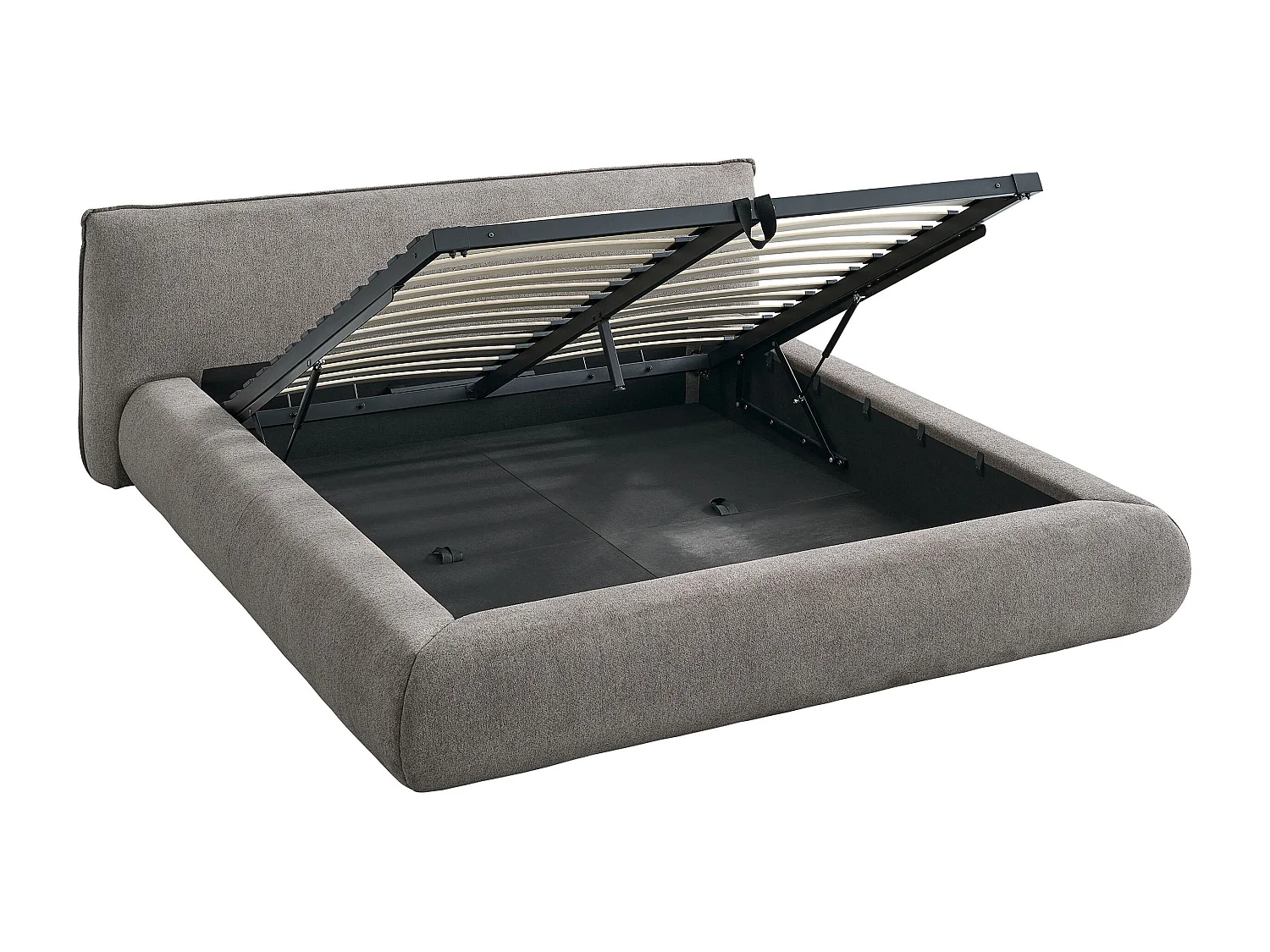 Opbevaringsseng 180 x 200 cm - Stof - Taupe + Madras - MIRSIO