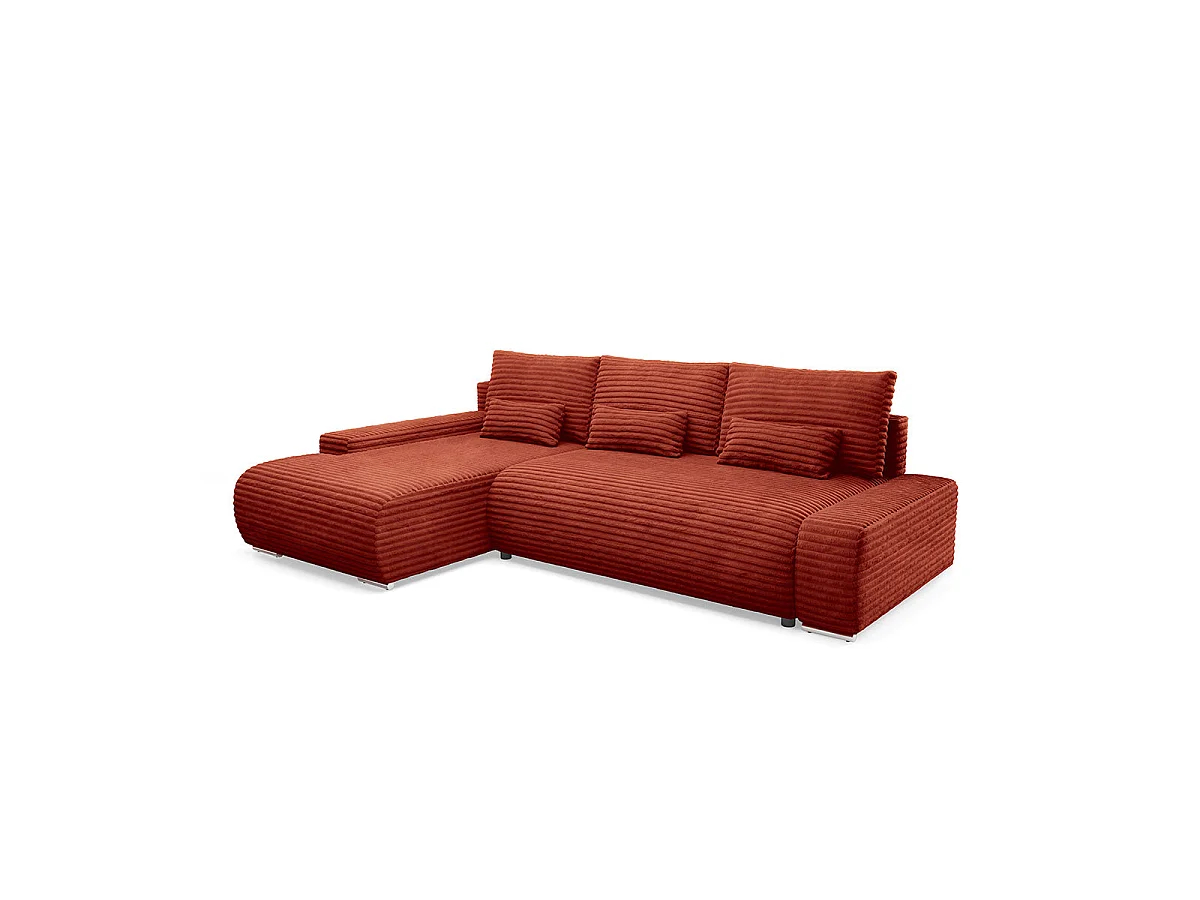 Canapé d'angle gauche convertible 3 places avec coffre Ivana Terracotta