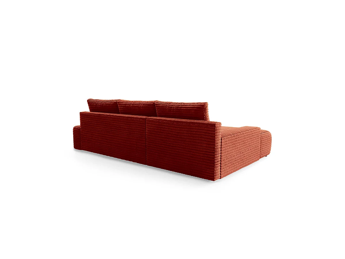 Canapé d'angle gauche convertible 3 places avec coffre Ivana Terracotta