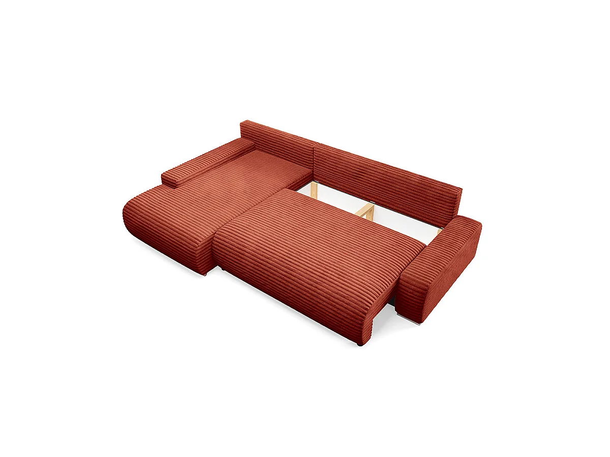 Canapé d'angle gauche convertible 3 places avec coffre Ivana Terracotta