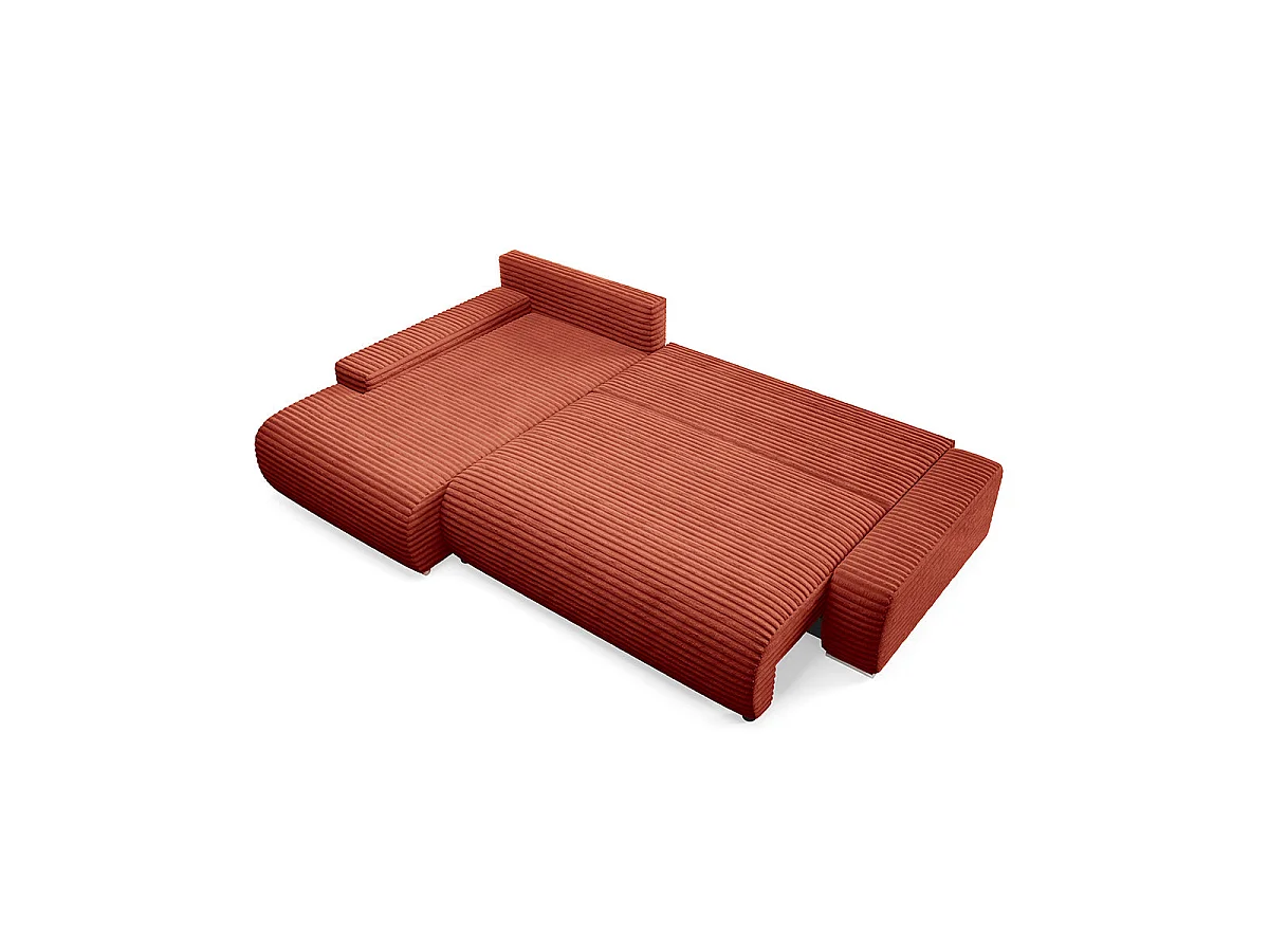 Canapé d'angle gauche convertible 3 places avec coffre Ivana Terracotta