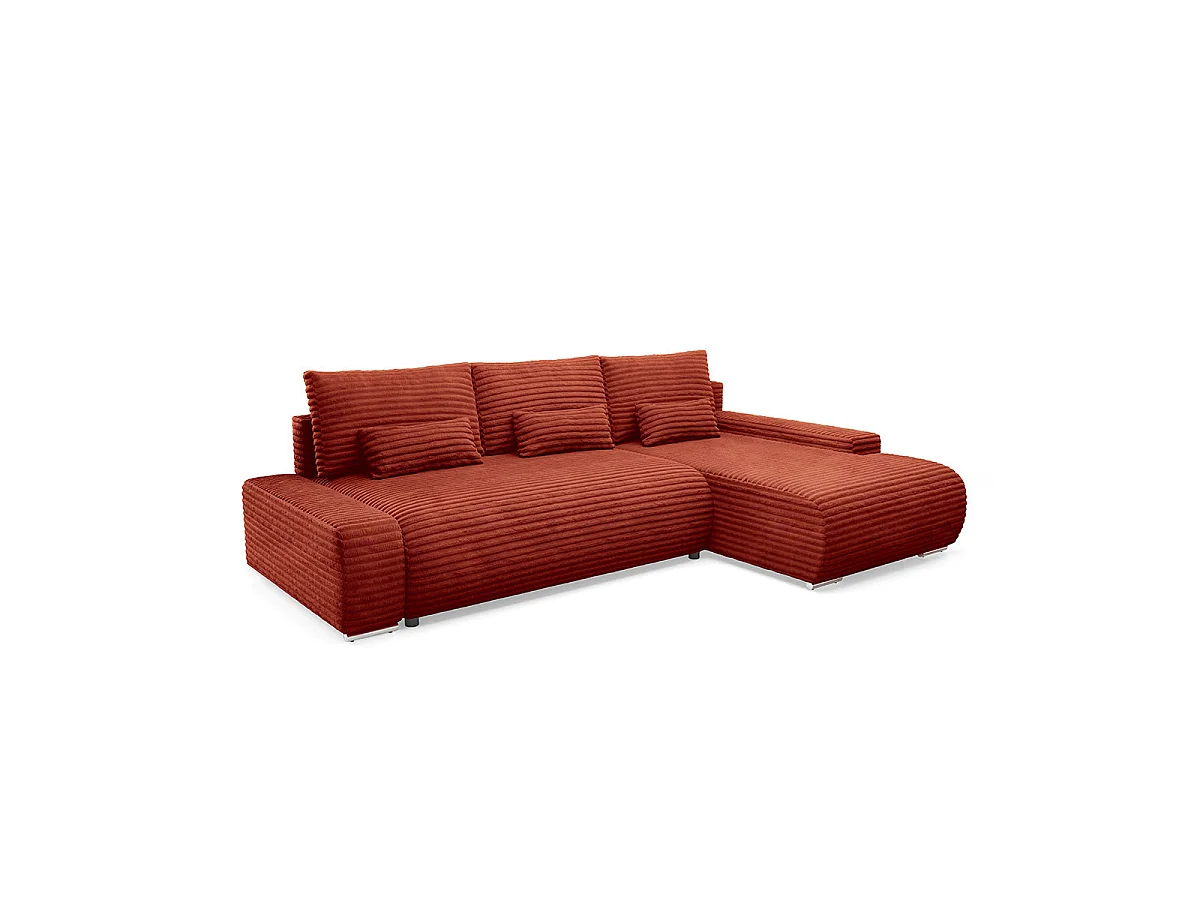 Canapé d'angle droit convertible 3 places avec coffre Ivana Terracotta