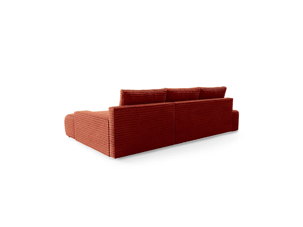 Canapé d'angle droit convertible 3 places avec coffre Ivana Terracotta