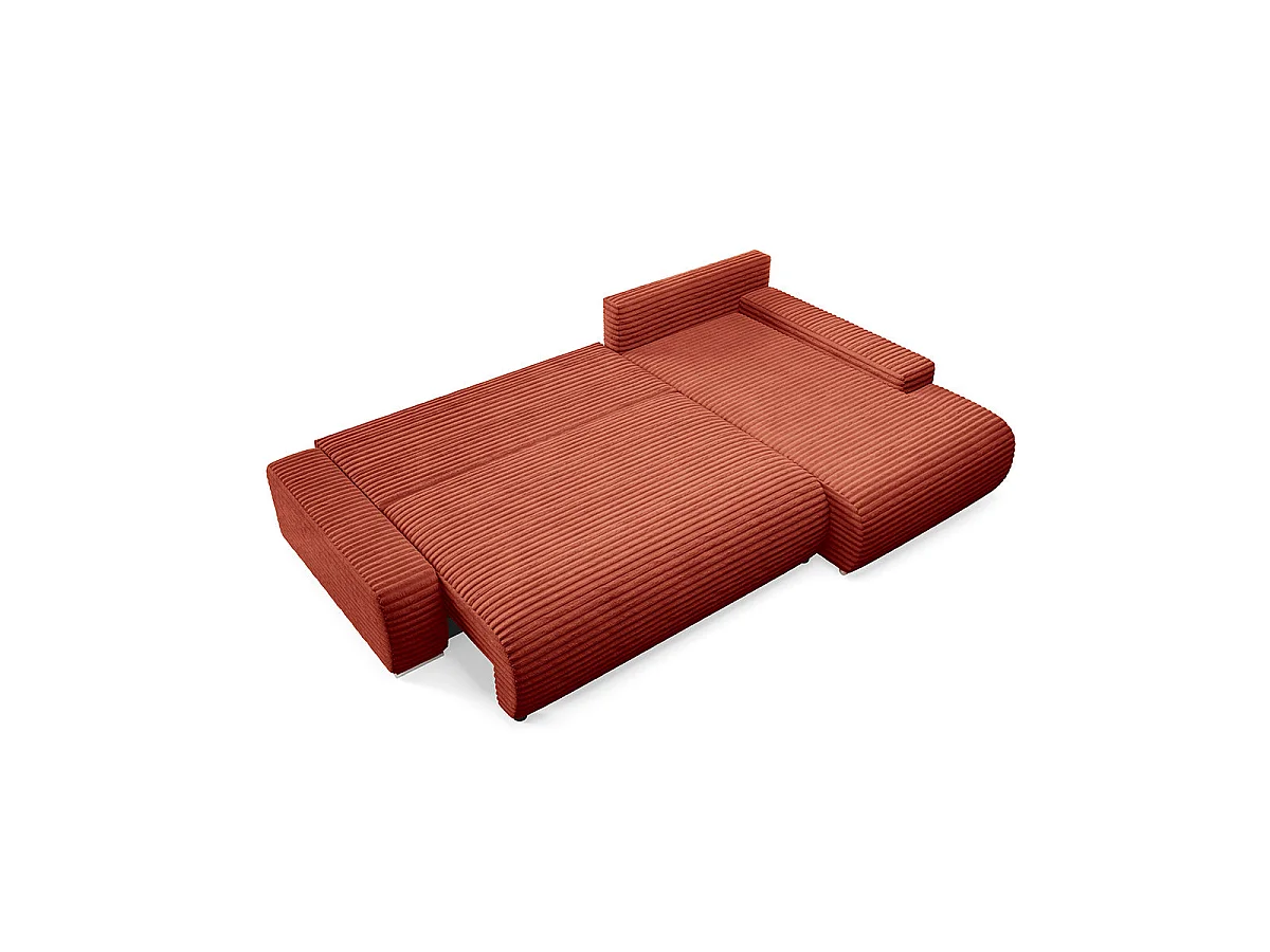 Canapé d'angle droit convertible 3 places avec coffre Ivana Terracotta