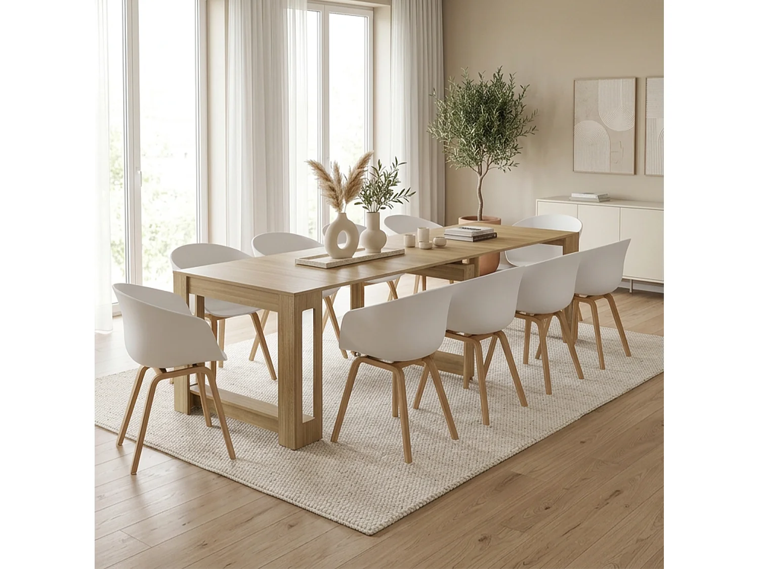 Tavolo consolle allungabile, tavolo da pranzo 45/300×90 cm effetto rovere- Atena