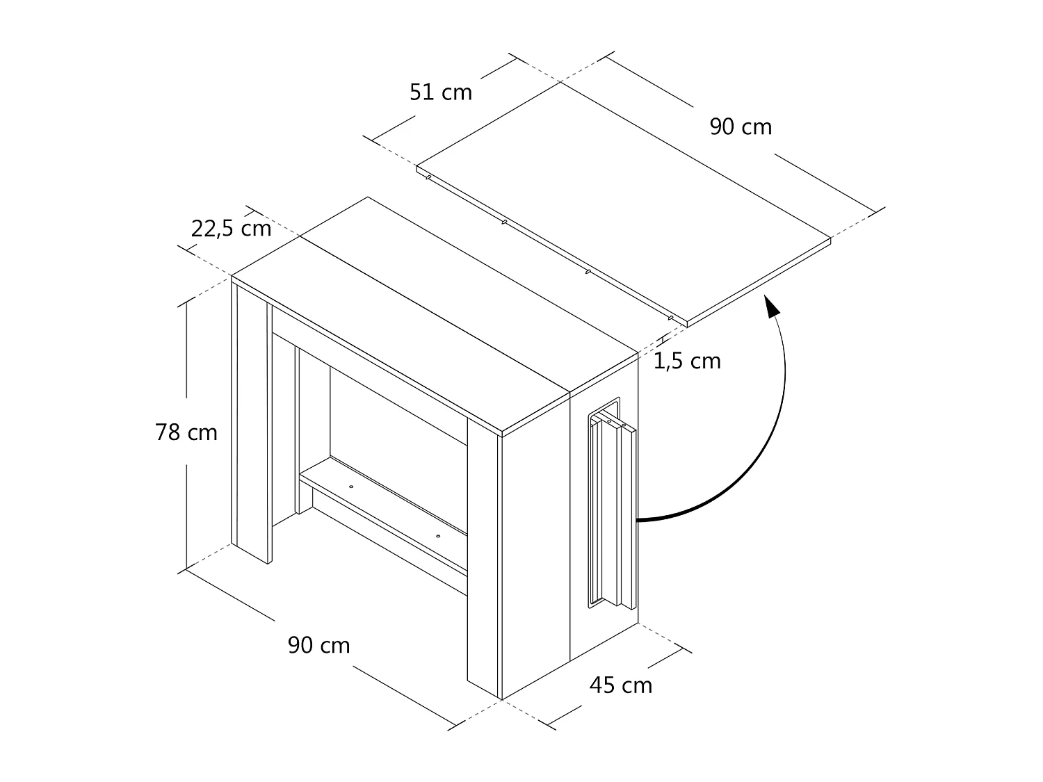Tavolo consolle allungabile, tavolo da pranzo 45/300×90 cm bianco- Atena