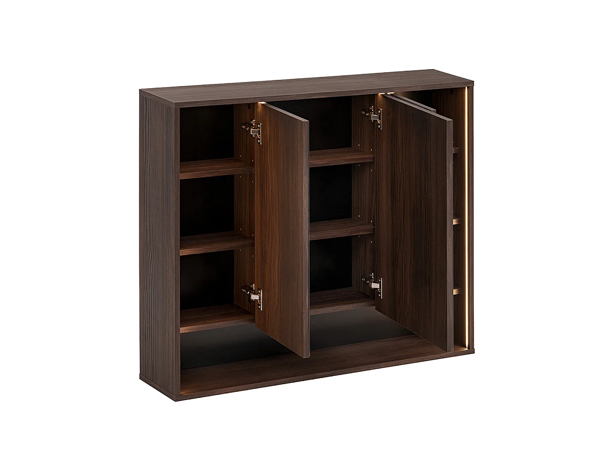 Miroir armoire murale 3 portes 100cm Moka Bois foncé