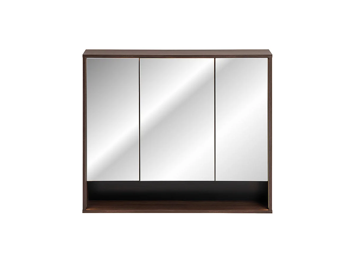 Miroir armoire murale 3 portes 100cm Moka Bois foncé