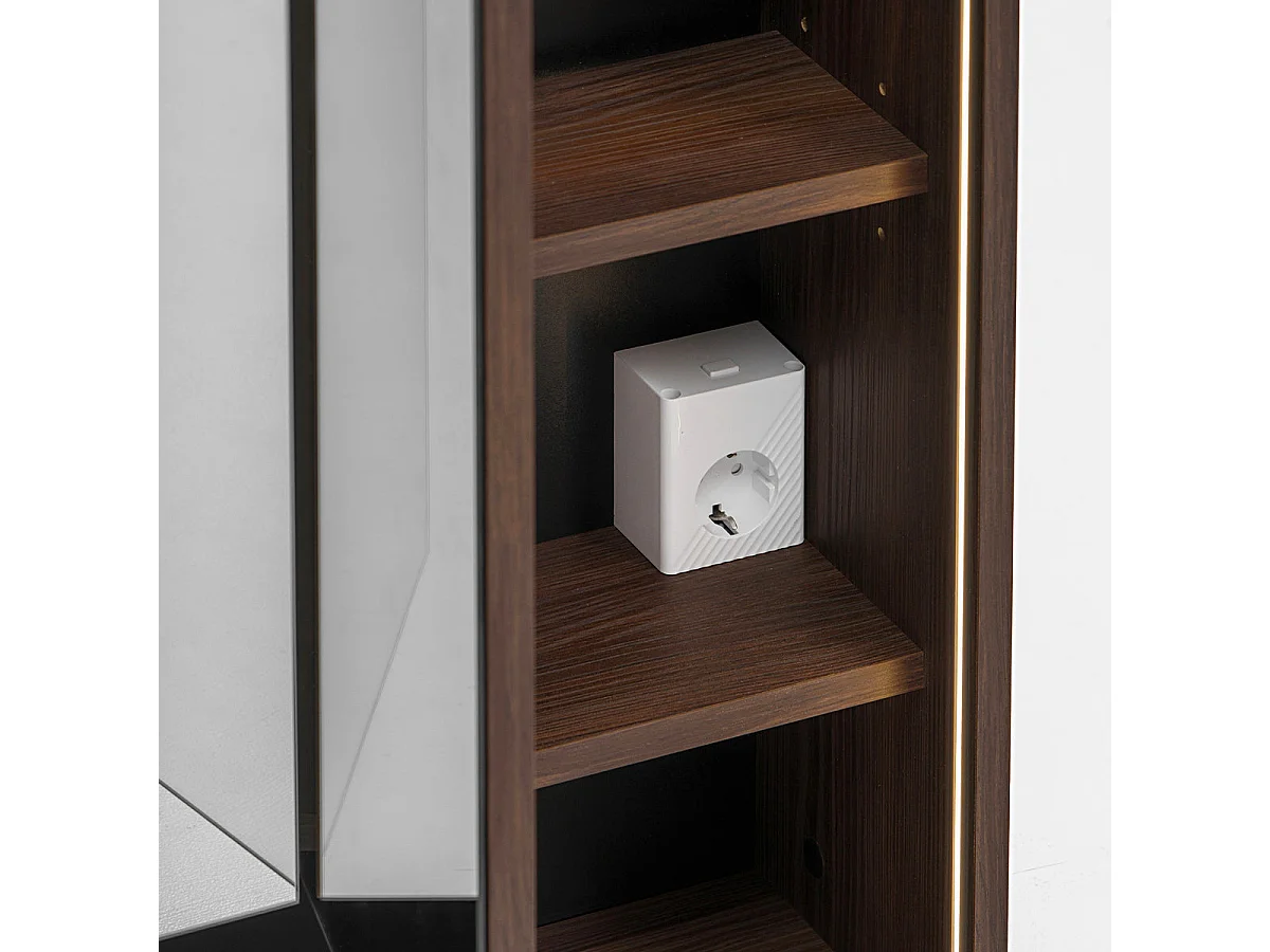 Miroir armoire murale 3 portes 100cm Moka Bois foncé