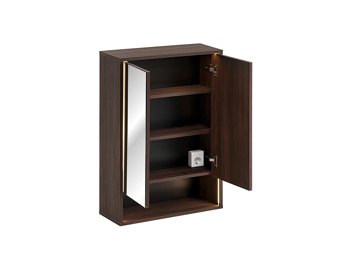 Miroir armoire murale 2 portes 60cm Moka Bois foncé