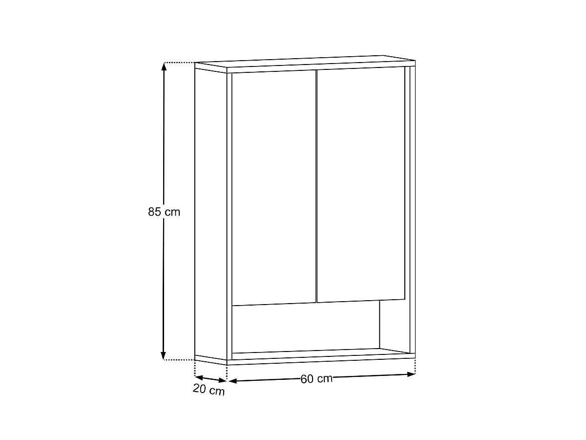 Miroir armoire murale 2 portes 60cm Moka Bois foncé