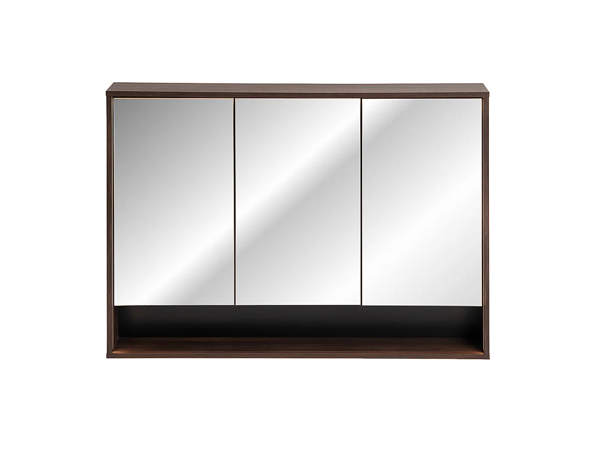 Miroir armoire murale 3 portes 120cm Moka Bois foncé