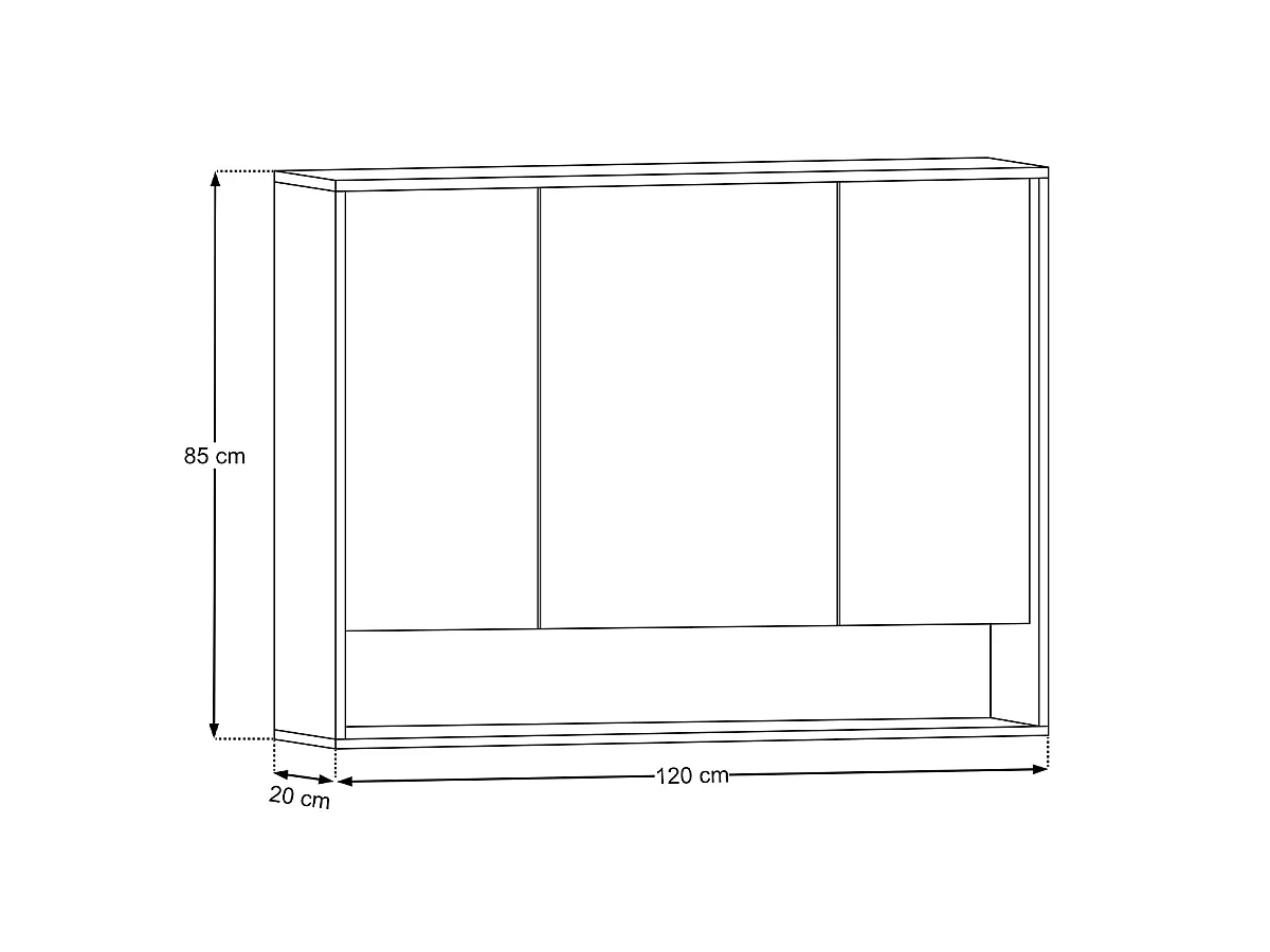 Miroir armoire murale 3 portes 120cm Moka Bois foncé