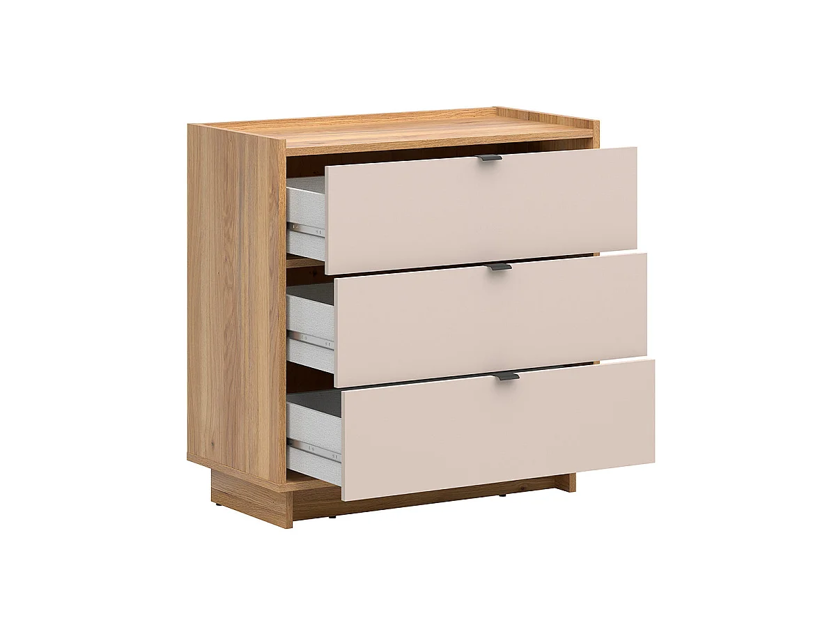 Kommode 3 Schubladen Donna Kaschmir und Holz