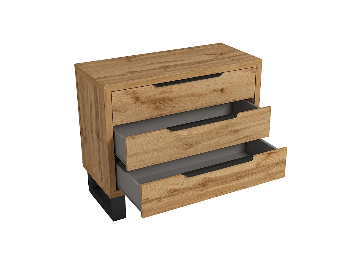 Commode 3 tiroirs Eden Bois et Noir