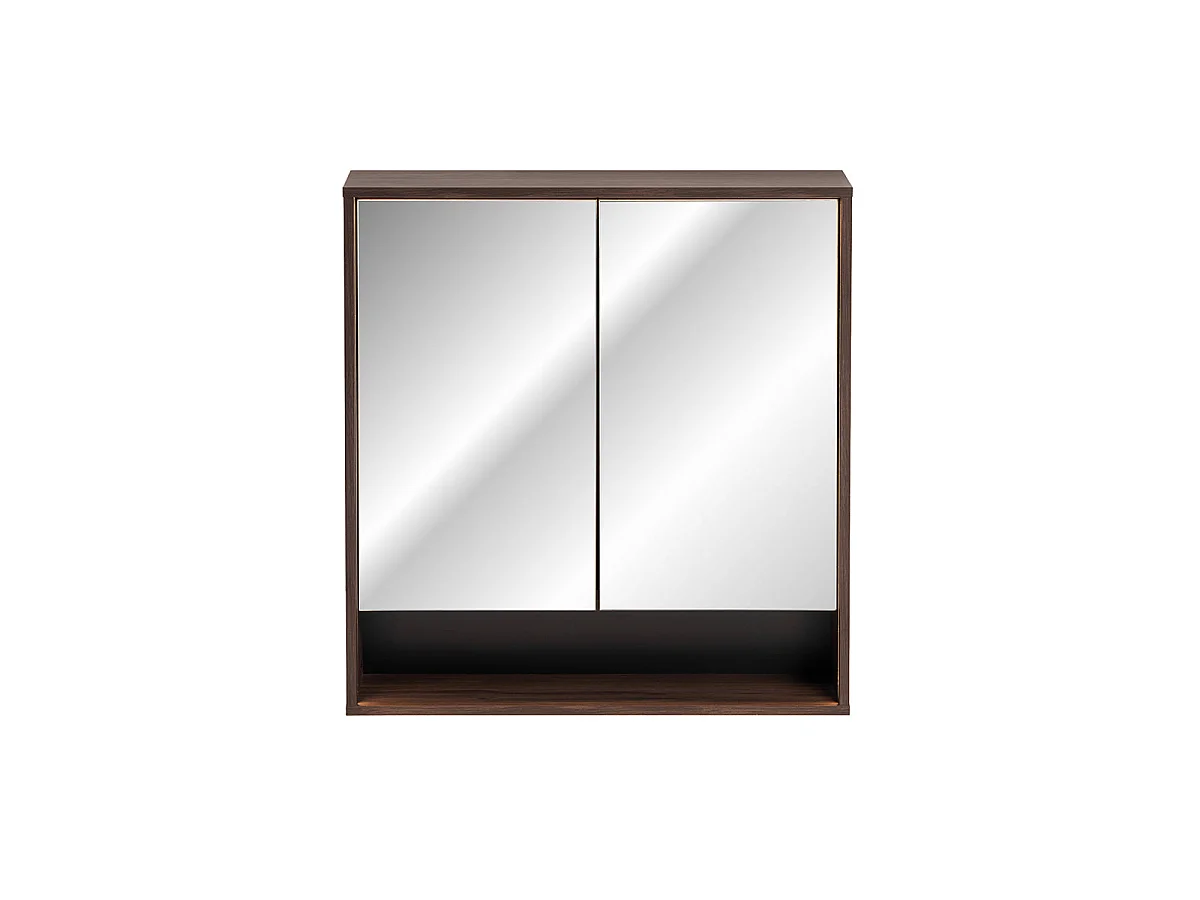 Miroir armoire murale 2 portes 80cm Moka Bois foncé