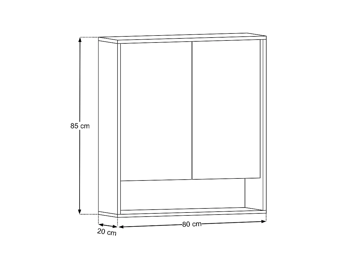 Miroir armoire murale 2 portes 80cm Moka Bois foncé