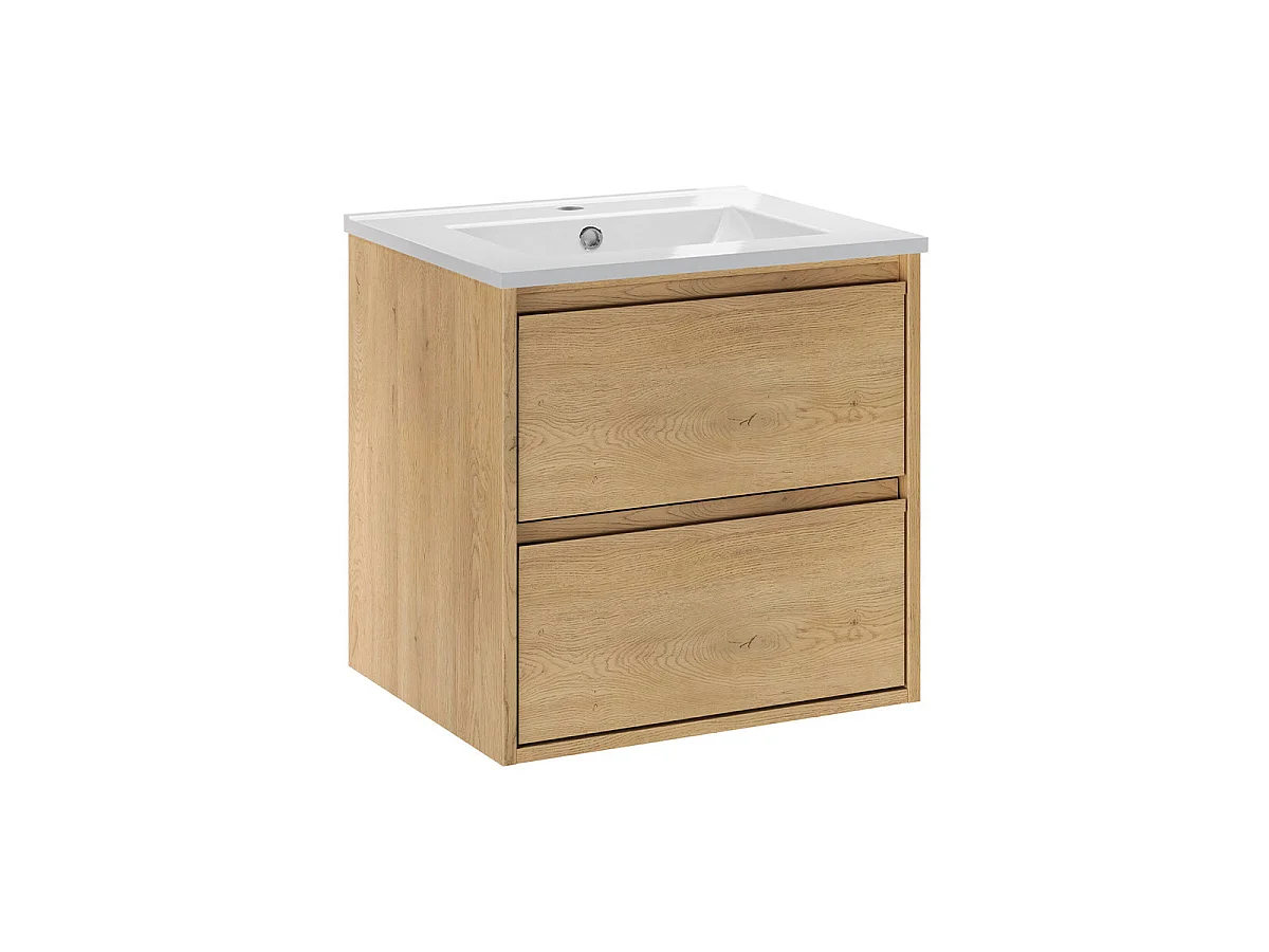 Meubelset met enkele inbouwwastafel 50 cm en kolom Edmé Bois