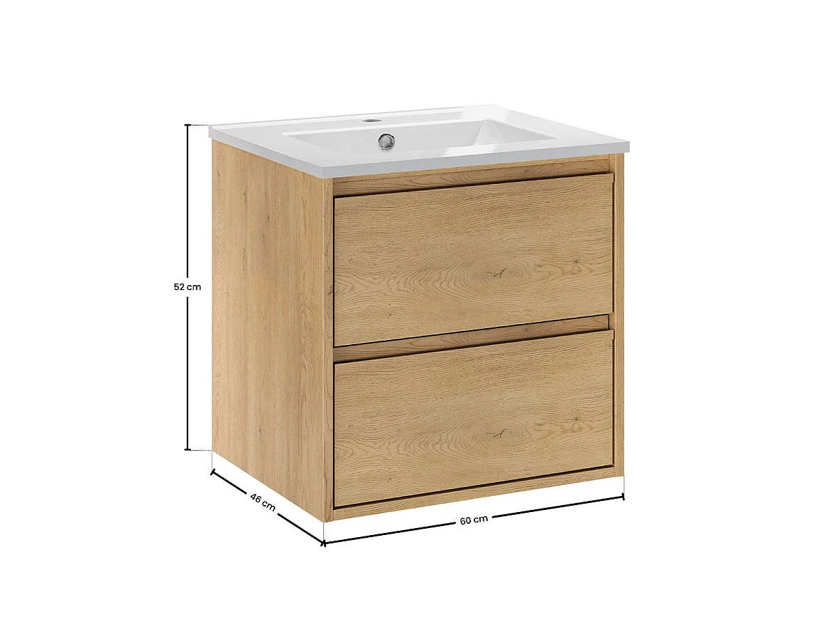 Meubelset met enkele inbouwwastafel 50 cm en kolom Edmé Bois