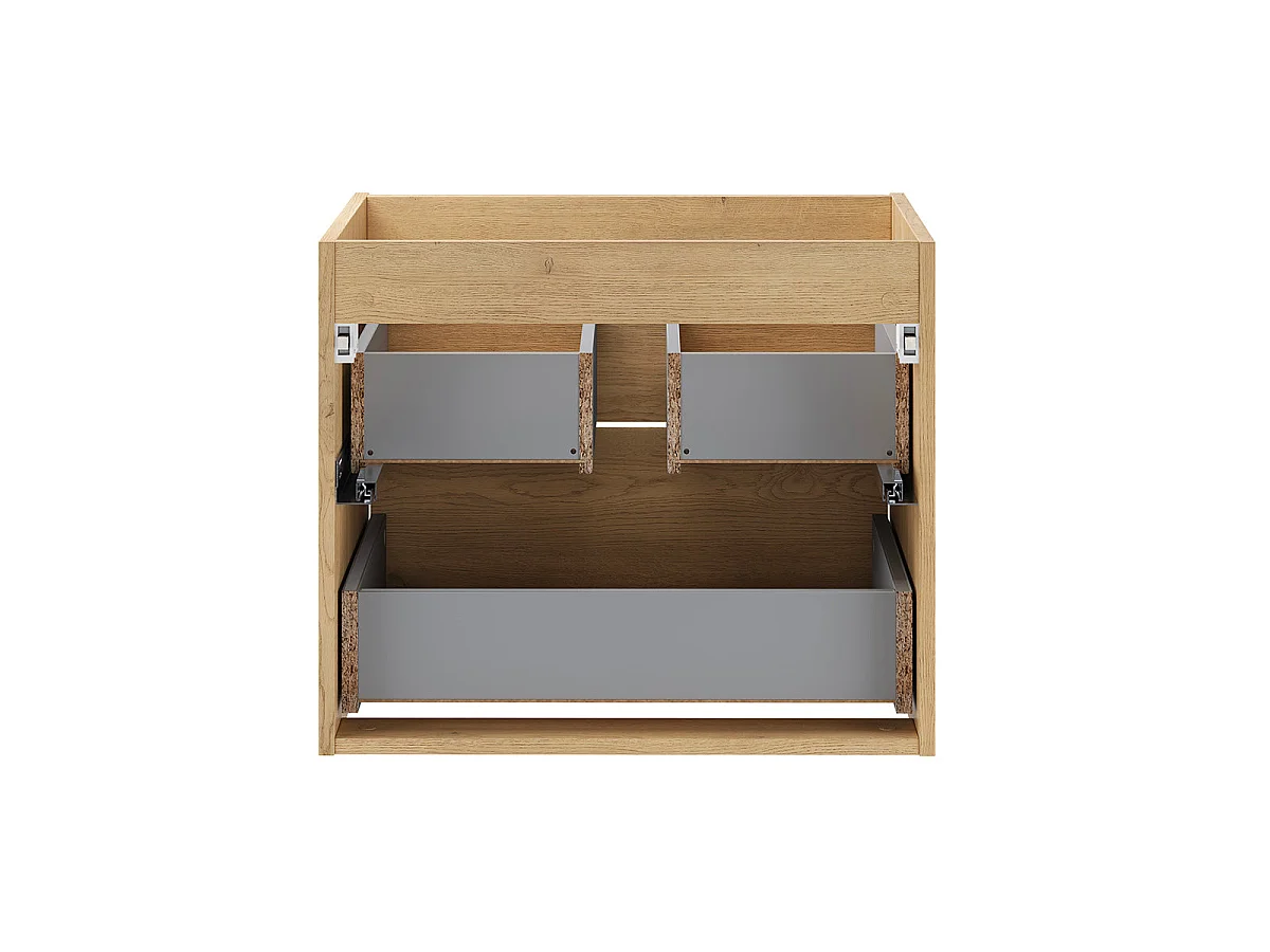 Meubelset met ingebouwde enkele wastafel 60 cm kolomkast en spiegelkast Edmé Bois