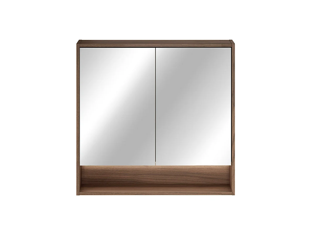 Ensemble tvättställsskåp 80 cm pelare och spegelskåp Edmé mörkt trä