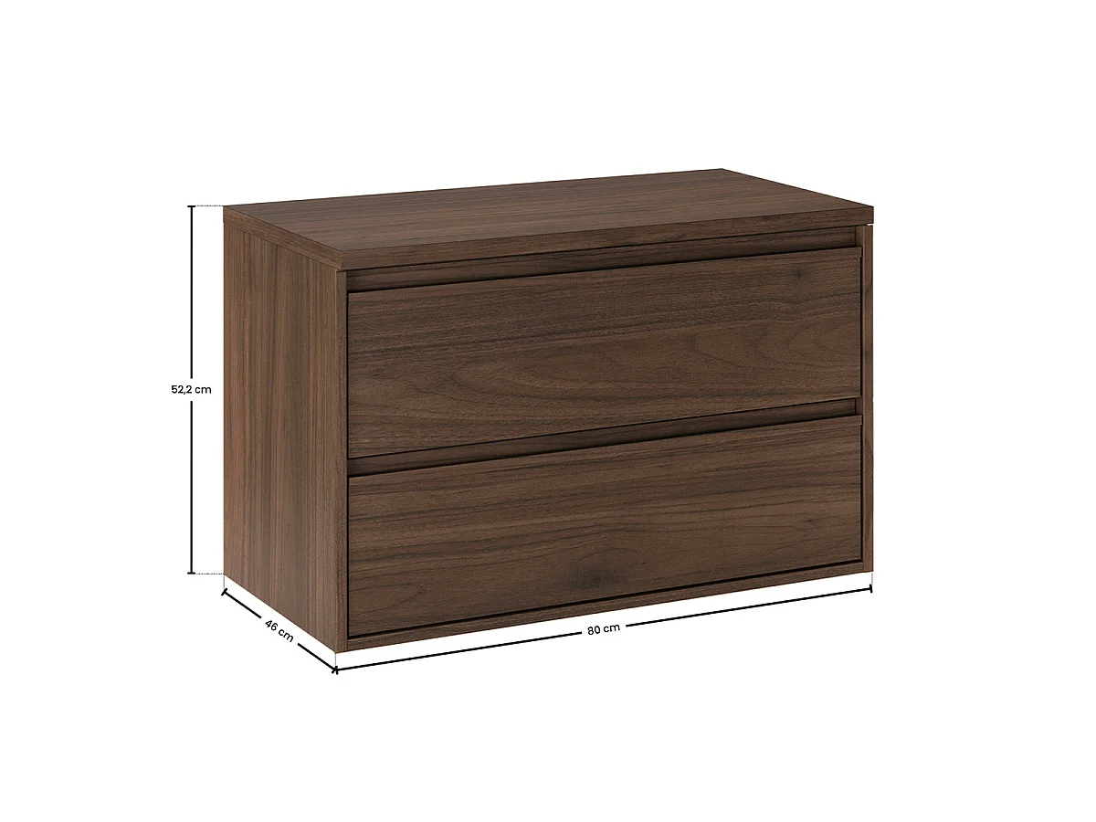 Ensemble tvättställsskåp 80 cm pelare och spegelskåp Edmé mörkt trä
