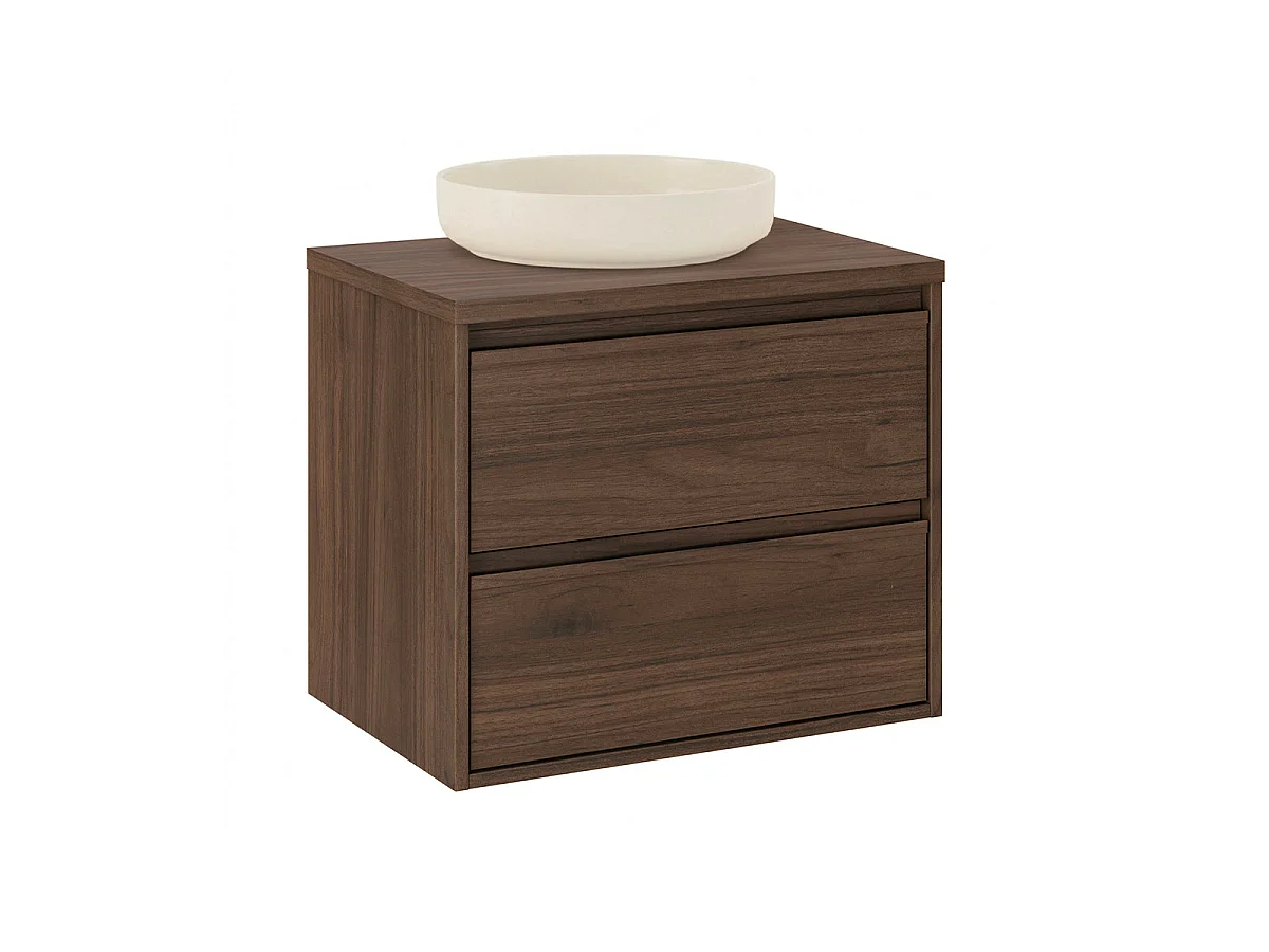 Set di mobili con lavabo singolo da 60 cm, colonna e armadio a specchio Edmé in legno scuro