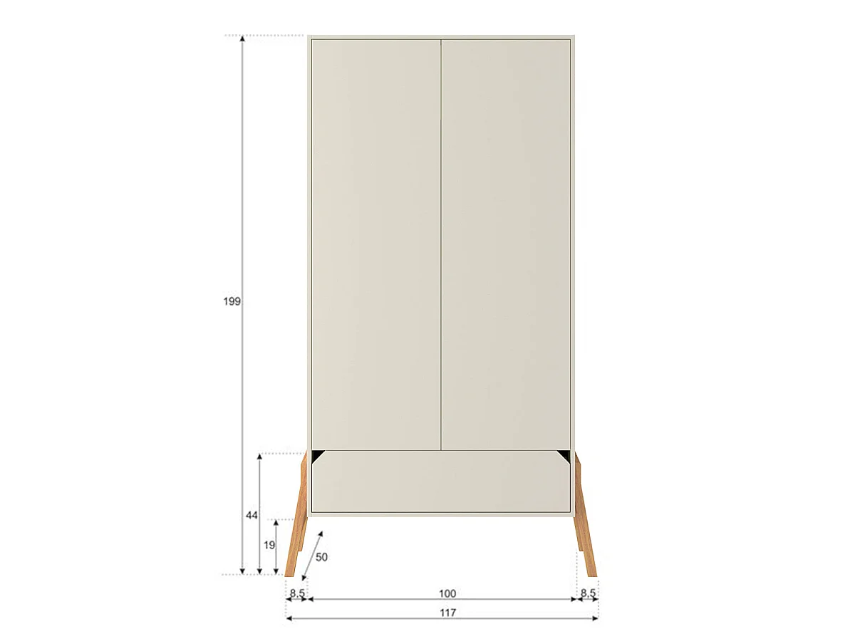 Schrank 2 Türen 1 Schublade Bellamy Lotta Kaschmir