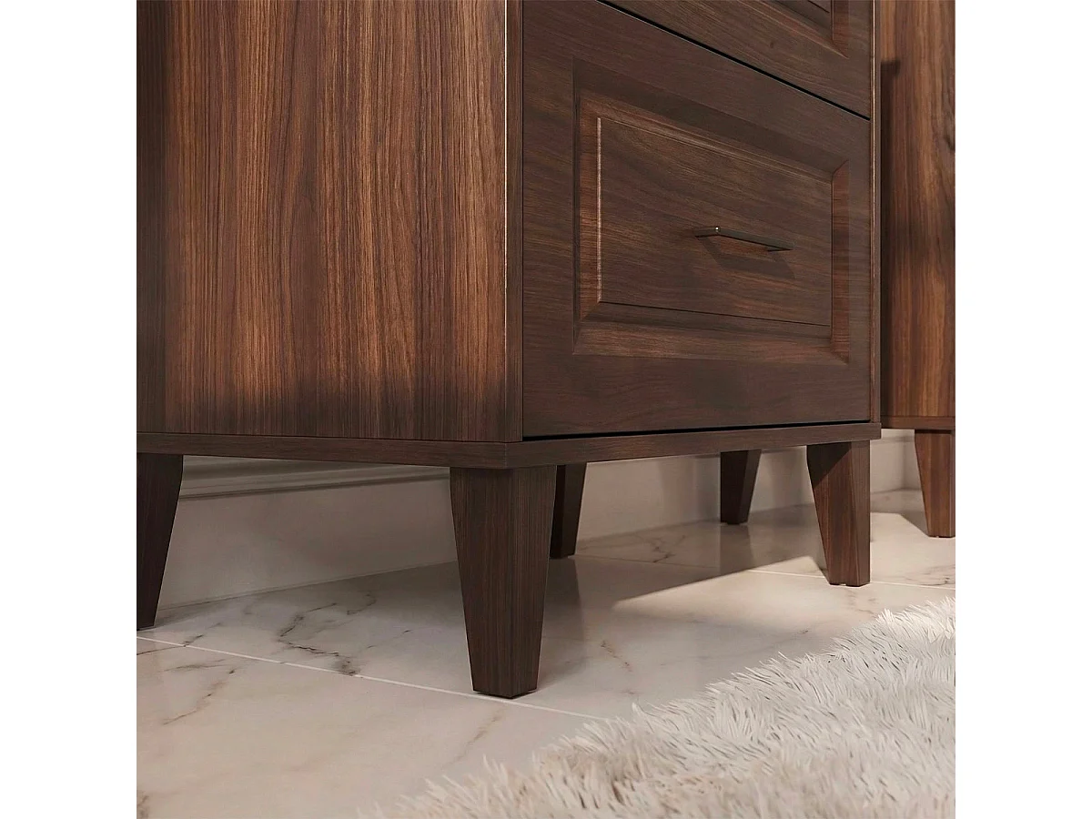 Conjunto de móvel com lavatório simples 100cm e armário com espelho Moka Madeira escura